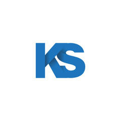 Initial letter logo KS, overlapping fold logo, blue color