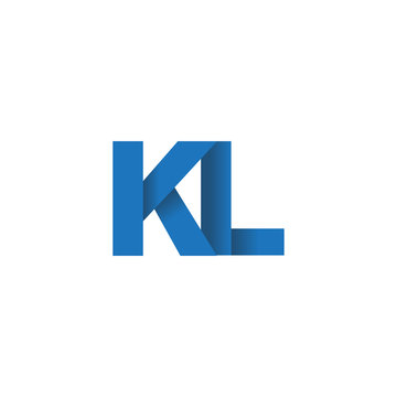 Initial letter logo KL, overlapping fold logo, blue color

