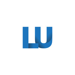 Initial letter logo LU, overlapping fold logo, blue color