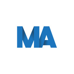 Initial letter logo MA, overlapping fold logo, blue color