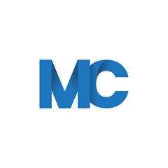 Initial letter logo MC, overlapping fold logo, blue color
