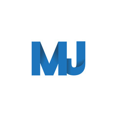 Initial letter logo MJ, overlapping fold logo, blue color