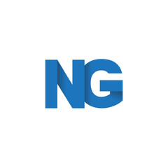 Initial letter logo NG, overlapping fold logo, blue color