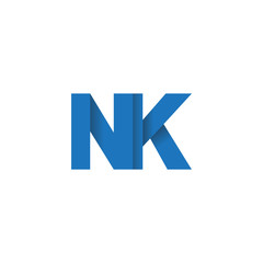 Initial letter logo NK, overlapping fold logo, blue color