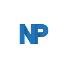 Initial letter logo NP, overlapping fold logo, blue color