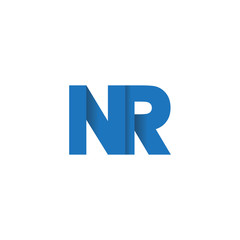 Initial letter logo NR, overlapping fold logo, blue color