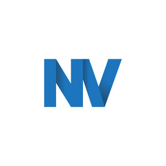 Initial letter logo NV, overlapping fold logo, blue color