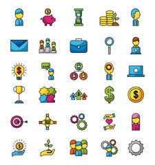 set business and finance icons web app image vector illustration