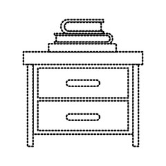 nightstand with stack books dotted silhouette on white background