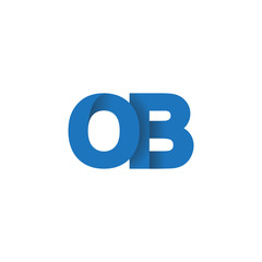 Initial letter logo OB, overlapping fold logo, blue color