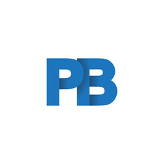 Initial letter logo PB, overlapping fold logo, blue color

