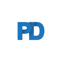 Initial letter logo PD, overlapping fold logo, blue color

