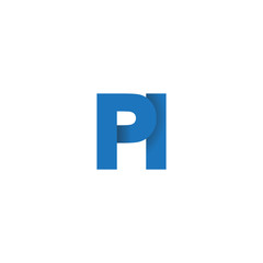 Initial letter logo PI, overlapping fold logo, blue color


