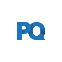 Initial letter logo PQ, overlapping fold logo, blue color