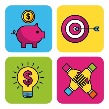 set business and finance icons web app image vector illustration