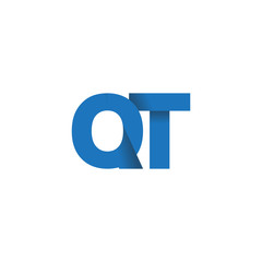 Initial letter logo QT, overlapping fold logo, blue color