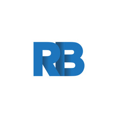 Initial letter logo RB, overlapping fold logo, blue color