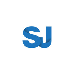 Initial letter logo SJ, overlapping fold logo, blue color

