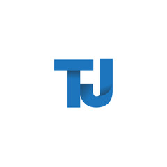 Initial letter logo TJ, overlapping fold logo, blue color

