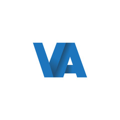 Initial letter logo VA, overlapping fold logo, blue color