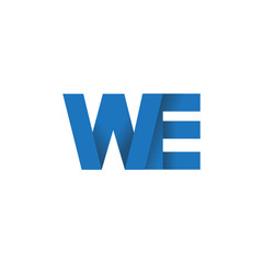 Obraz premium Initial letter logo WE, overlapping fold logo, blue color
