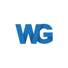 Initial letter logo WG, overlapping fold logo, blue color