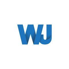 Initial letter logo WJ, overlapping fold logo, blue color