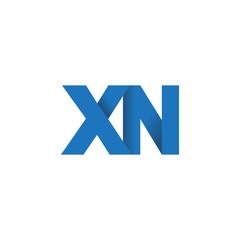 Initial letter logo XN, overlapping fold logo, blue color
