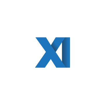 Initial letter logo XI, overlapping fold logo, blue color