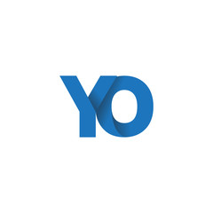 Initial letter logo YO, overlapping fold logo, blue color