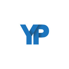 Initial letter logo YP, overlapping fold logo, blue color