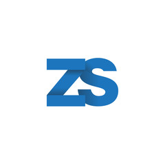 Initial letter logo ZS, overlapping fold logo, blue color