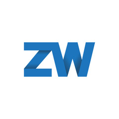 Obraz premium Initial letter logo ZW, overlapping fold logo, blue color