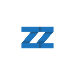 Initial letter logo ZZ, overlapping fold logo, blue color