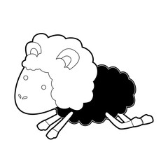 sheep animal jumping black color section silhouette on white background