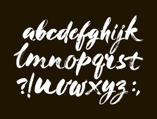 Vector Acrylic Brush Style Hand Drawn Alphabet Font. ABC for your design, brush lettering