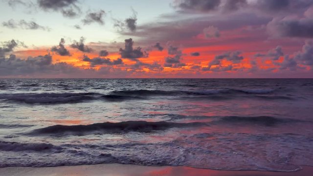 Sunset red-light beautiful kata Noi Beach, Phuket Thailand country.