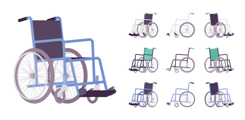 Wheelchair cartoon set