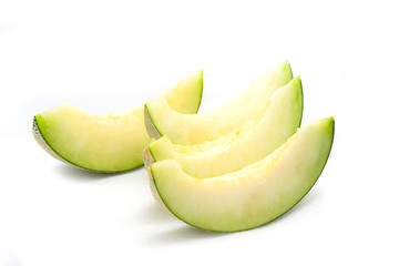 slice green melon  on white background