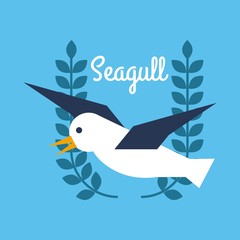 seagull nautical bird animal badge design vector illustration