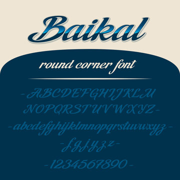 Baikal alphabet lettering. Vector font