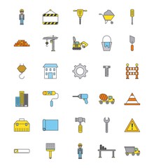 collection under construction tools repair equipment icons vector illustration