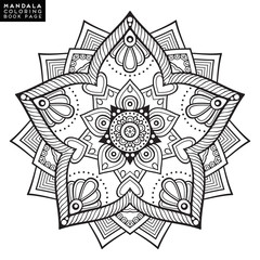 Flower Mandala. Vintage decorative elements. Oriental pattern, vector illustration. Islam, Arabic, Indian, moroccan,spain, turkish, pakistan, chinese, mystic, ottoman motifs. Coloring book page