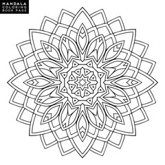 Fototapeta premium Outline Mandala for coloring book. Decorative round ornament. Anti-stress therapy pattern. Weave design element. Yoga logo, background for meditation poster. Unusual flower shape. Oriental vector.