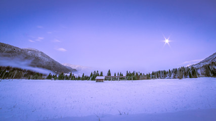 sunset after the first snowfall