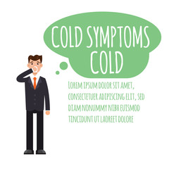 Cold, grippe, flu or seasonal influenza common symptom infographic. Vector illustration.