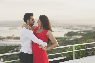 Happy young couple in love, selective focus