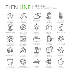 Collection of ecology thin line icons