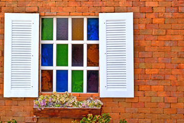 Beautiful window vintage colorful for background.