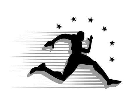 black runner athlete sports silhouette icon vector